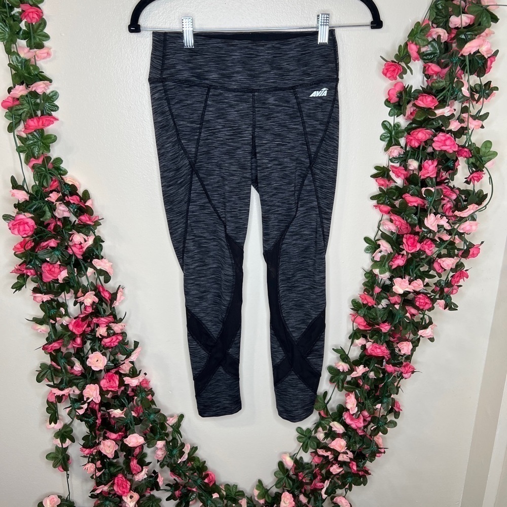 Avia Gray Black Knit Cropped Leggings Womens XS Casual Gym Workout Fitness